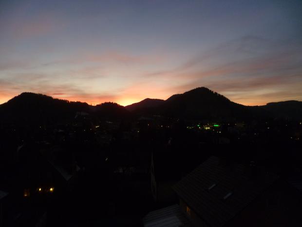 view from the balcony at dusk