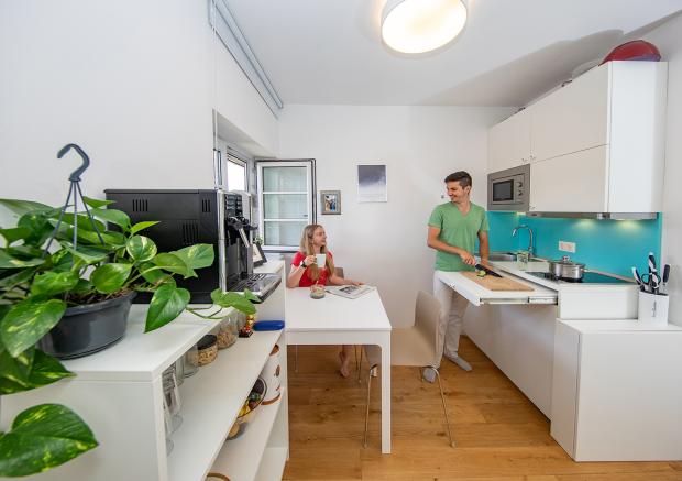 view of shared kitchenette and dining area in an apartment 