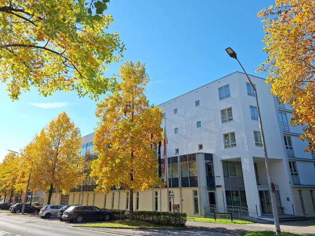 Blick auf Haus Pulvermühlstraße 41 im Herbst